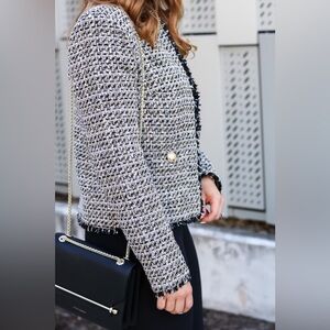 Express Tweed Gold Button Blazer
